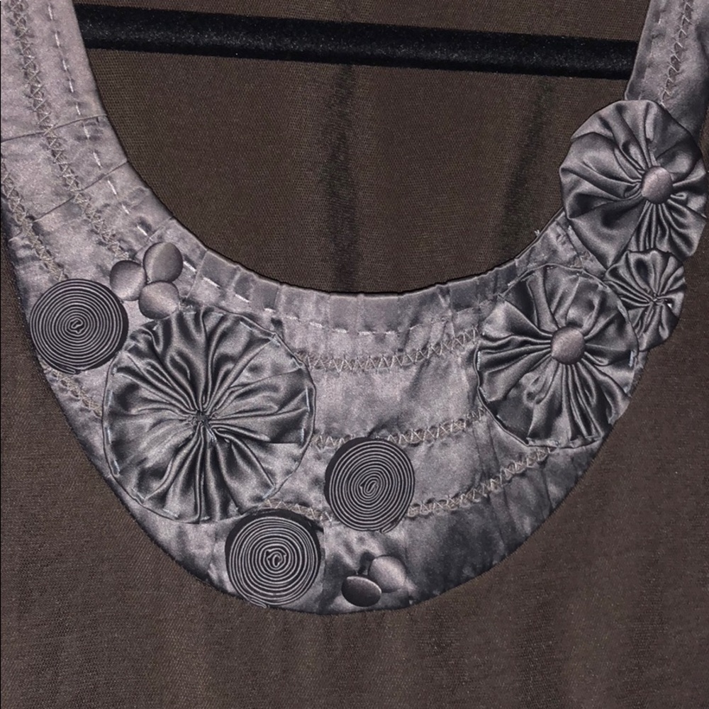 Miss Me gray floral accent blouse